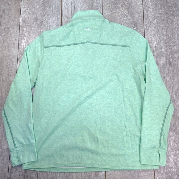 Tommy Bahama Mens 1/4 Zip Island Zone Size Medium Green Solid Pullover Golf - Picture 2 of 7